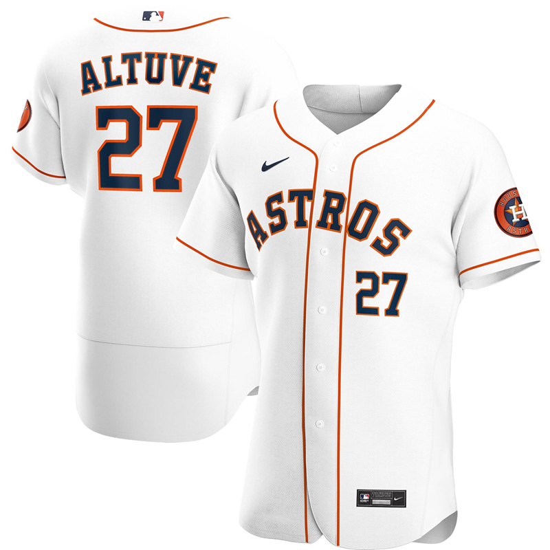 2020 MLB Men Houston Astros 27 Jose Altuve Nike White Home 2020 Authentic Player Jersey 1